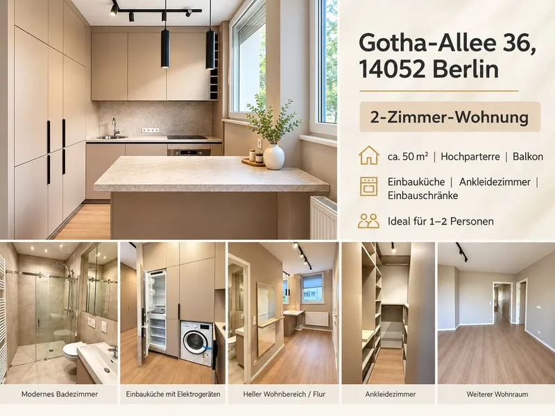 Hochwertig kernsanierte 2-Zimmer-Wohnung mit Balkon, Ankleide & Einbauküche in Berlin-Westend — photo 1